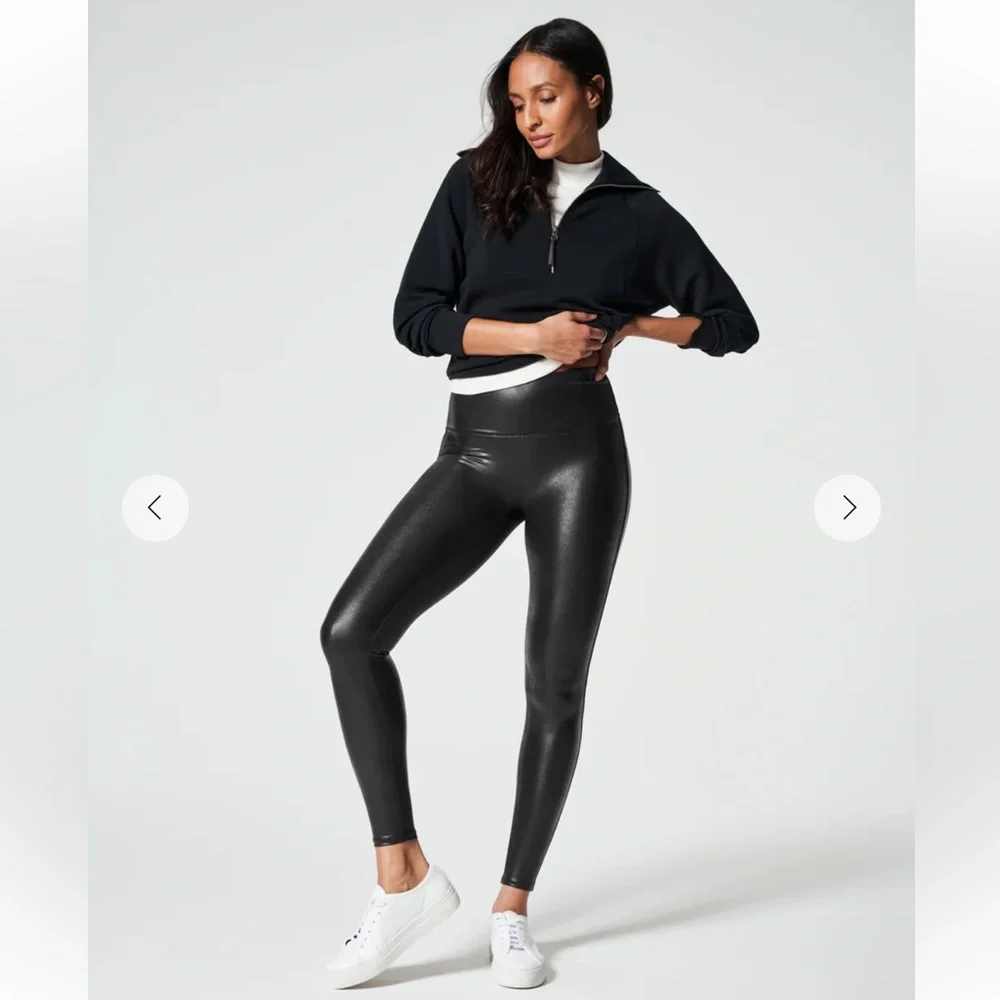 SPANX Faux Leather Black Leggings - Picture 1 of 6